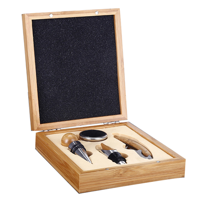 BR-WG29 4pcs Bamboo Wine Opener Set